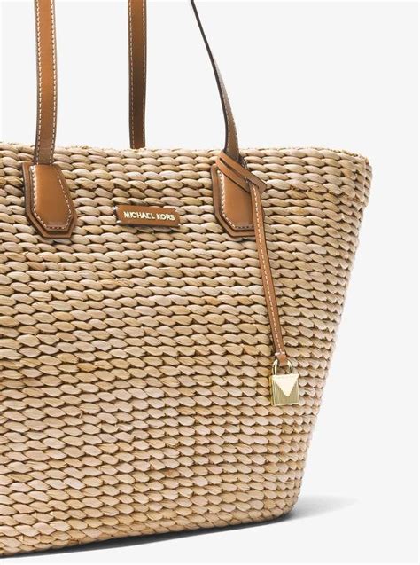 michael kors straw bag malibu|Malibu Large Straw Tote Bag .